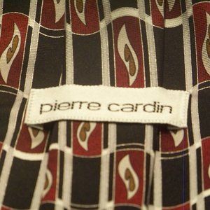 Pierre Cardin Black/Burgandy/White/Brown/Rectangles 100% Silk Made in USA